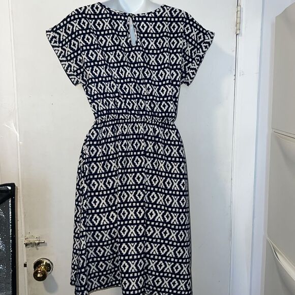 PAPERMOON STITCH FIX Navy Blue and White Geo Print Dress-S - Picture 5 of 9